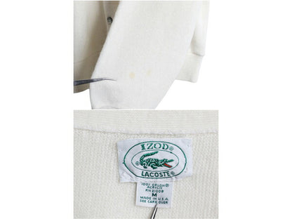 80s USA製 ラコステ アクリル ニット カーディガン メンズ レディース М / ヴィンテージ IZOD LACOSTE 羽織り 前開き セーター ホワイト