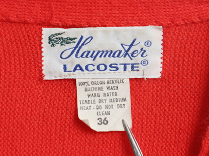 70s ラコステ アクリル ニット カーディガン 36 レディース S 程/ 古着 70年代 ヴィンテージ Haymaker LACOSTE 羽織り 前開き セーター 赤