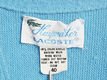 70s ラコステ アクリル ニット カーディガン 40 レディース М / 古着 70年代 ヴィンテージ Haymaker LACOSTE 羽織り 前開き セーター 薄青