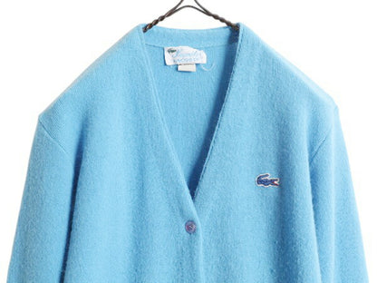 70s ラコステ アクリル ニット カーディガン 40 レディース М / 古着 70年代 ヴィンテージ Haymaker LACOSTE 羽織り 前開き セーター 薄青