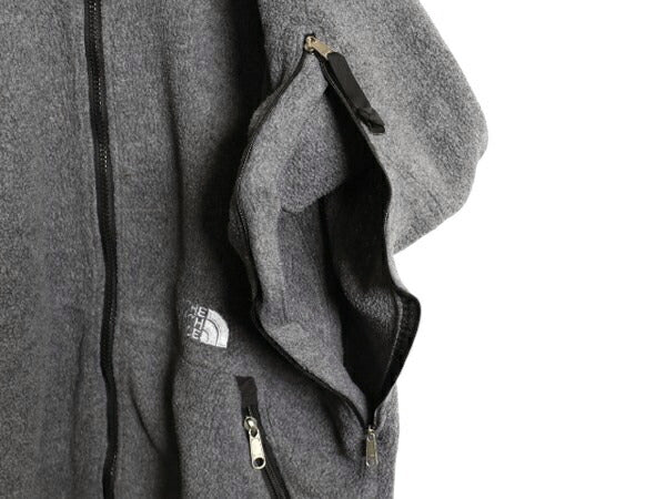 90s ノースフェイス フルジップ フリース ジャケット メンズ L オールド The North Face アウトドア ブルゾン ワンポイント 2トーン 灰 黒