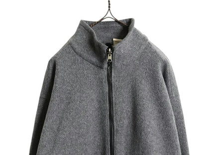 90s ノースフェイス フルジップ フリース ジャケット メンズ L オールド The North Face アウトドア ブルゾン ワンポイント 2トーン 灰 黒