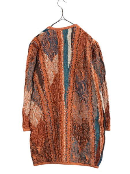 90s オーストラリア製 COOGI 3D 立体編み デザイン ニット ワンピース レディース S / オールド コットン Vネック ミニ丈 チュニック 総柄