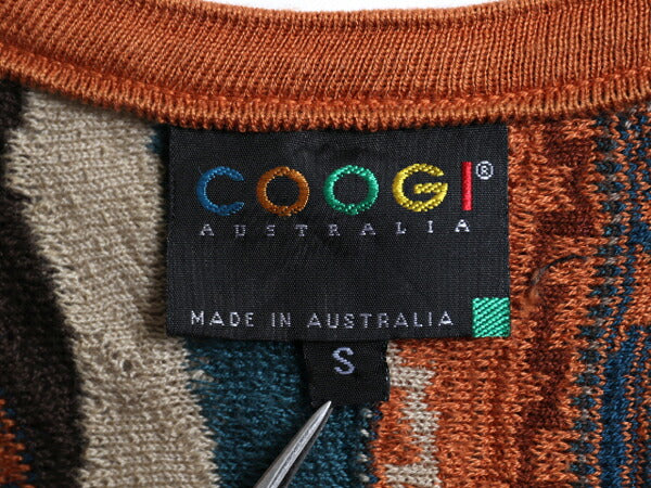 90s オーストラリア製 COOGI 3D 立体編み デザイン ニット ワンピース レディース S / オールド コットン Vネック ミニ丈 チュニック 総柄