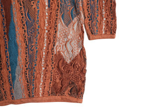 90s オーストラリア製 COOGI 3D 立体編み デザイン ニット ワンピース レディース S / オールド コットン Vネック ミニ丈 チュニック 総柄