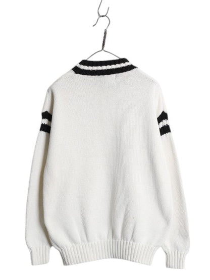 90s OLD GAP コットン ニット セーター メンズ S 古着 オールド ギャップ 紺タグ ヘビーウェイト ガンジー タイプ モックネック モノトーン