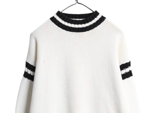 90s OLD GAP コットン ニット セーター メンズ S 古着 オールド ギャップ 紺タグ ヘビーウェイト ガンジー タイプ モックネック モノトーン