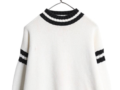 90s OLD GAP コットン ニット セーター メンズ S 古着 オールド ギャップ 紺タグ ヘビーウェイト ガンジー タイプ モックネック モノトーン