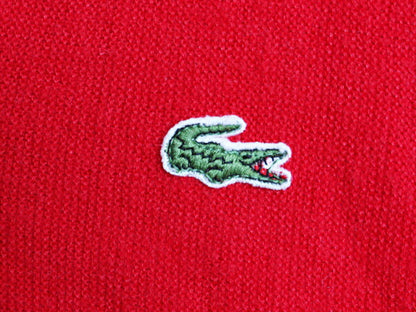 80s USA製 ラコステ アクリル ニット カーディガン メンズ レディース L 古着 ヴィンテージ IZOD LACOSTE 羽織り 前開き セーター レッド