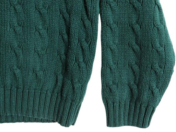90s OLD GAP チルデン ケーブル ニット セーター メンズ XL 古着 オールド ギャップ 紺タグ Vネック ヘビーウェイト コットン 大きいサイズ