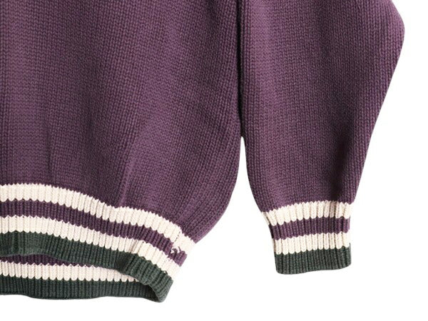 90s OLD GAP チルデン コットン ニット セーター メンズ М 90年代 オールド ギャップ 紺タグ Vネック ヘビーウェイト ケーブル ライン入り