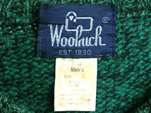 80s 旧タグ ビンテージ ■ ウールリッチ ウール 長袖 二ット セーター ( メンズ L ) 古着 Woolrich 80年代 紺タグ クルーネック 杢 緑 黒