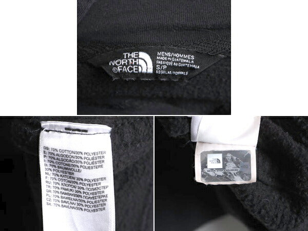 US企画 ノースフェイス スウェット フード パーカー メンズ S 古着 The North Face プルオーバー 裏起毛 ブラック アウトドア ロゴ刺繍 黒