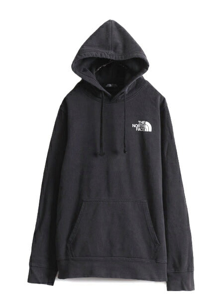 ノースフェイス 両面 プリント スウェット フード パーカー メンズ M / The North Face プルオーバー 裏起毛 黒 トレーナー ブラック 薄手