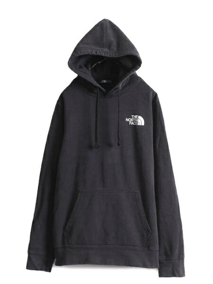 ノースフェイス 両面 プリント スウェット フード パーカー メンズ M / The North Face プルオーバー 裏起毛 黒 トレーナー ブラック 薄手