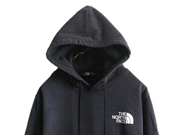ノースフェイス 両面 プリント スウェット フード パーカー メンズ M / The North Face プルオーバー 裏起毛 黒 トレーナー ブラック 薄手