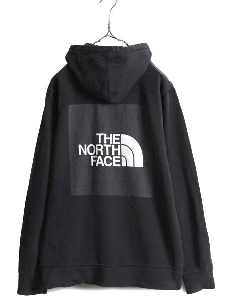 ノースフェイス 両面 プリント スウェット フード パーカー メンズ M / The North Face プルオーバー 裏起毛 黒 トレーナー ブラック 薄手