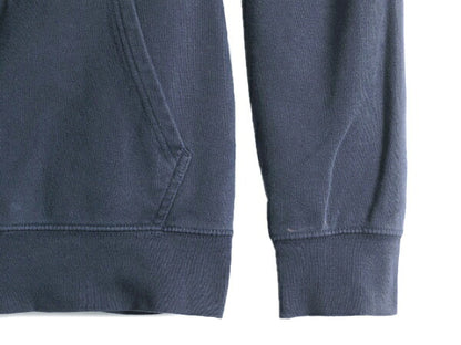 ノースフェイス プリント スウェット フード パーカー メンズ L 古着 The North Face プルオーバー 裏起毛 トレーナー アウトドア 薄手 紺