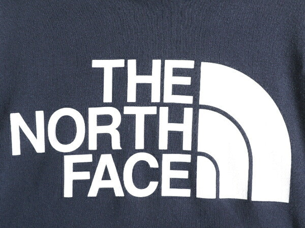 ノースフェイス プリント スウェット フード パーカー メンズ L 古着 The North Face プルオーバー 裏起毛 トレーナー アウトドア 薄手 紺
