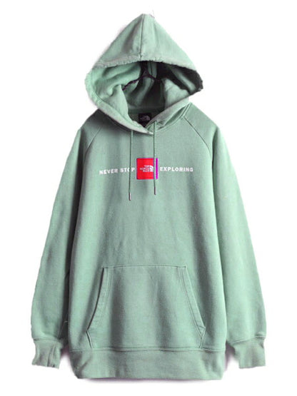 ノースフェイス プリント スウェット フード パーカー レディース M The North Face ボックスロゴ ワッペン アウトドア トレーナー 裏起毛