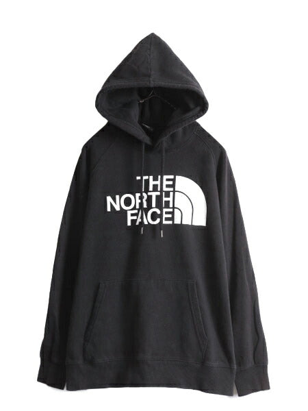 ノースフェイス プリント スウェット フード パーカー レディース L 古着 The North Face プルオーバー 裏起毛 トレーナー アウトドア 薄手