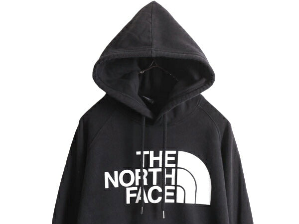 ノースフェイス プリント スウェット フード パーカー レディース L 古着 The North Face プルオーバー 裏起毛 トレーナー アウトドア 薄手