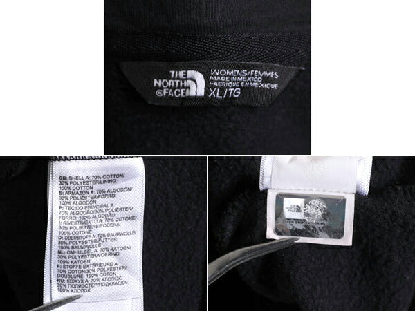ノースフェイス プリント スウェット フード パーカー レディース XL 古着 The North Face プルオーバー 裏起毛 トレーナー アウトドア 黒