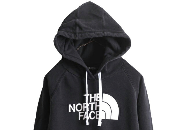 ノースフェイス プリント スウェット フード パーカー レディース XL 古着 The North Face プルオーバー 裏起毛 トレーナー アウトドア 黒