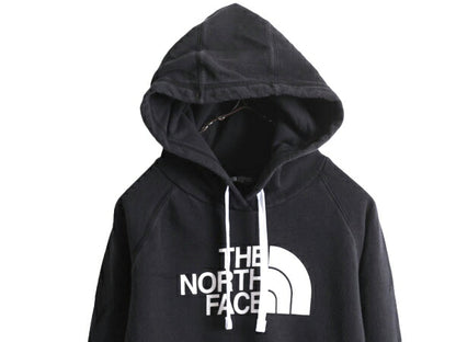 ノースフェイス プリント スウェット フード パーカー レディース XL 古着 The North Face プルオーバー 裏起毛 トレーナー アウトドア 黒