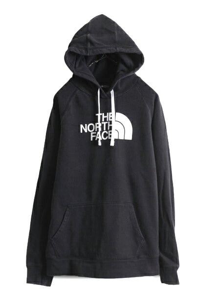 ノースフェイス プリント スウェット フード パーカー レディース XL 古着 The North Face プルオーバー 裏起毛 トレーナー アウトドア 黒
