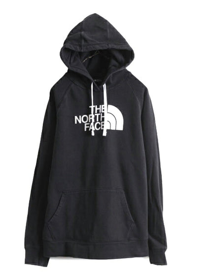 ノースフェイス プリント スウェット フード パーカー レディース XL 古着 The North Face プルオーバー 裏起毛 トレーナー アウトドア 黒