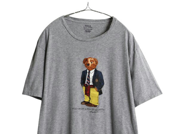 ポロベア ポロ ラルフローレン プリント 半袖 Tシャツ メンズ XXL / 古着 キャラクター カットソー シングルステッチ 大きいサイズ グレー