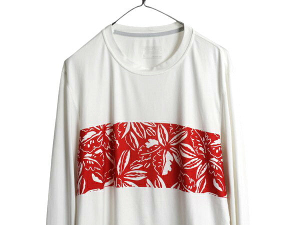 パタゴニア プリント 長袖 Tシャツ メンズ М アウトドア ボーダー ストレッチ カットソー サーフ ラッシュガード インナー アンダーシャツ