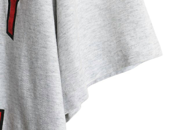 90s USA製 3段 カレッジ フットボール プリント 半袖 Tシャツ メンズ XL 古着 オールド シングルステッチ カットソー 大きいサイズ グレー