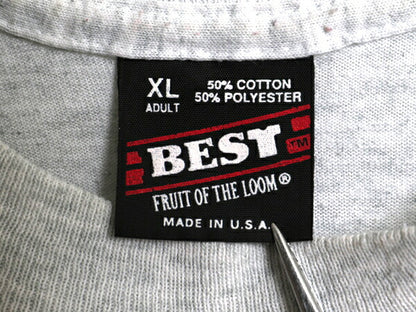 90s USA製 3段 カレッジ フットボール プリント 半袖 Tシャツ メンズ XL 古着 オールド シングルステッチ カットソー 大きいサイズ グレー