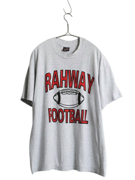 90s USA製 3段 カレッジ フットボール プリント 半袖 Tシャツ メンズ XL 古着 オールド シングルステッチ カットソー 大きいサイズ グレー