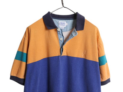 90s USA製 チャップス ラルフローレン ボーダー 鹿の子 半袖 ポロシャツ メンズ L / 古着 オールド ポロ 半袖シャツ ラガーシャツ タイプ