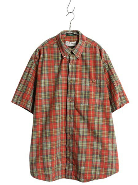 00s オービス チェック 半袖 ボタンダウン シャツ メンズ XL 古着 オールド アウトドア 半袖シャツ コットン BD マルチカラー 大きいサイズ