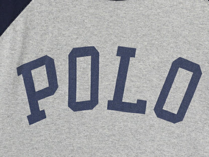 ポロ ラルフローレン プリント 長袖 ベースボール Tシャツ キッズ XL メンズ S 程/ ロンT シングルステッチ カットソー ラグラン ツートン