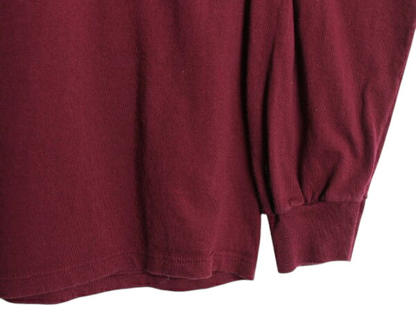 90s USA製 ディスカス モックネック 無地 長袖 Tシャツ メンズ XL 古着 オールド ヘビーウェイト コットン カットソー 大きいサイズ エンジ