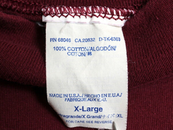 90s USA製 ディスカス モックネック 無地 長袖 Tシャツ メンズ XL 古着 オールド ヘビーウェイト コットン カットソー 大きいサイズ エンジ