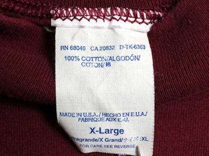 90s USA製 ディスカス モックネック 無地 長袖 Tシャツ メンズ XL 古着 オールド ヘビーウェイト コットン カットソー 大きいサイズ エンジ