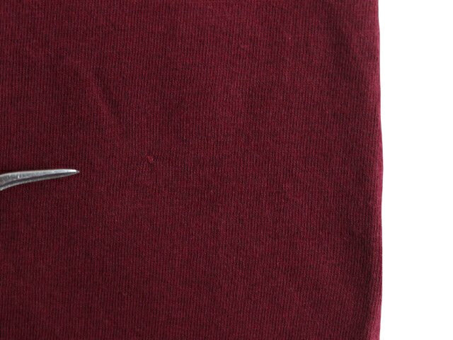 90s USA製 ディスカス モックネック 無地 長袖 Tシャツ メンズ XL 古着 オールド ヘビーウェイト コットン カットソー 大きいサイズ エンジ