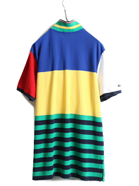 大きいサイズ XL ■ ポロ ラルフローレン 鹿の子 ボーダー 半袖 ポロシャツ メンズ / 古着 POLO 半袖シャツ ポニー刺繍 クラシックフィット