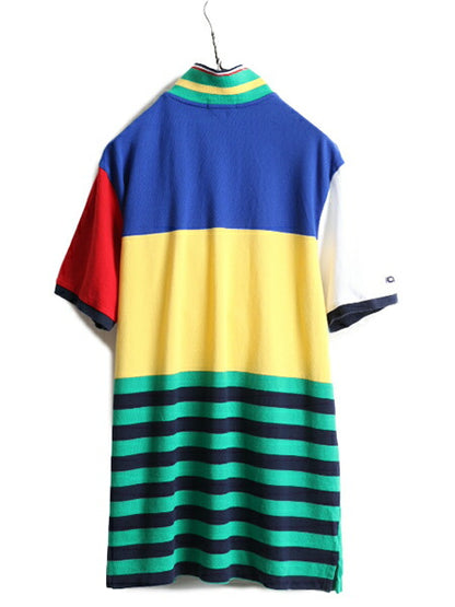 大きいサイズ XL ■ ポロ ラルフローレン 鹿の子 ボーダー 半袖 ポロシャツ メンズ / 古着 POLO 半袖シャツ ポニー刺繍 クラシックフィット