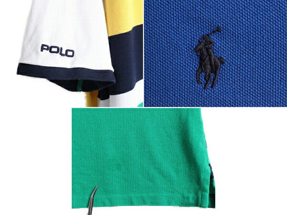 大きいサイズ XL ■ ポロ ラルフローレン 鹿の子 ボーダー 半袖 ポロシャツ メンズ / 古着 POLO 半袖シャツ ポニー刺繍 クラシックフィット