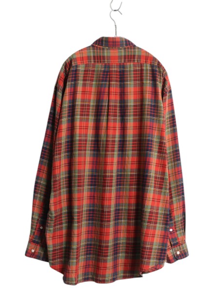 90s ラルフローレン チェック 長袖 ボタンダウン シャツ メンズ XL オールド ポロ 長袖シャツ コットン マルチカラー 大きいサイズ 薄手 BD