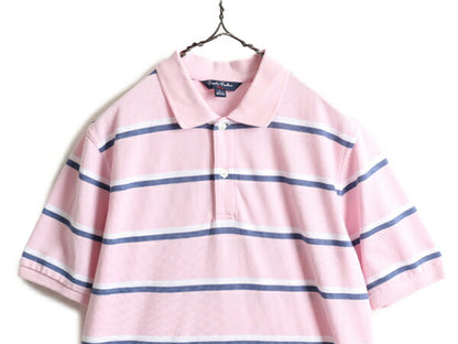 キッズ 150cm 程■ ブルックスブラザーズ ボーダー 鹿の子 半袖 ポロシャツ ボーイズ L レディース M 程 古着 Brooks Brothers 半袖シャツ