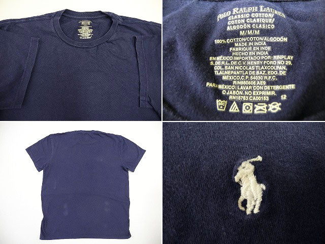 ■POLOポロラルフローレン半袖コットンTシャツクルー紺(M) レディース