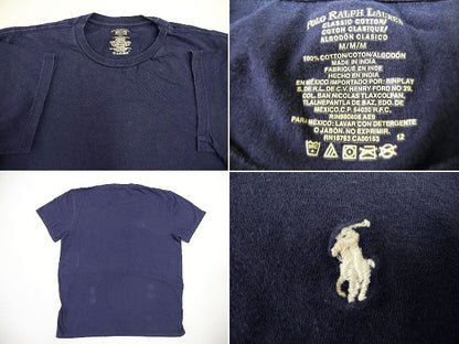 ■POLOポロラルフローレン半袖コットンTシャツクルー紺(M) レディース